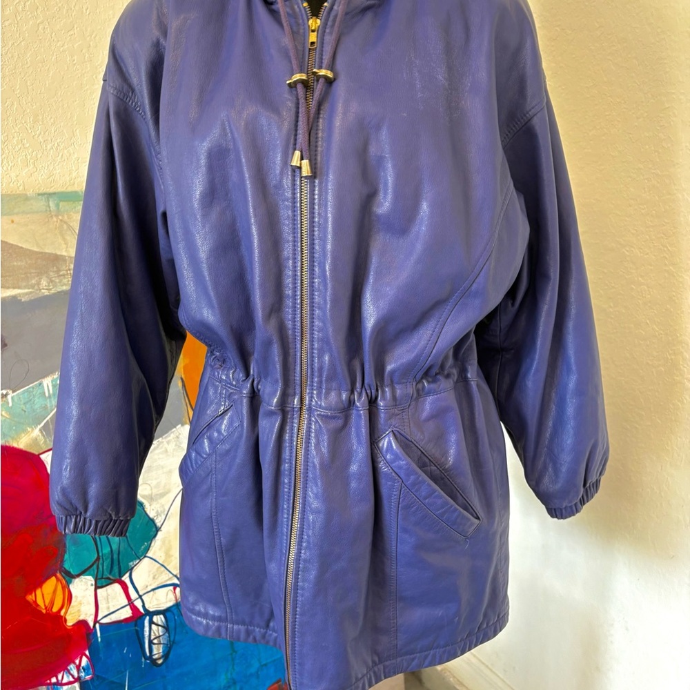 Wilsons Leather Purple Leather Jacket Relaxed Fit